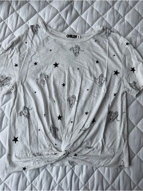CHRLDR White Tee with Black Tiger Print